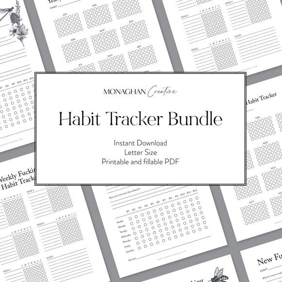 Habit Tracker Printable Bundle - VerySweary Habit Tracker Inserts - Letter Sized, Instant Download PDF for Small Business