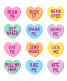 Naughty Conversation Hearts - Sticker sheet