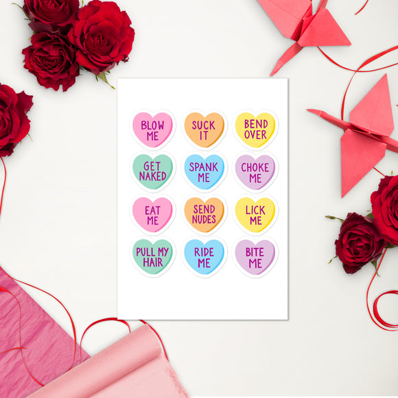 Naughty Conversation Hearts - Sticker sheet